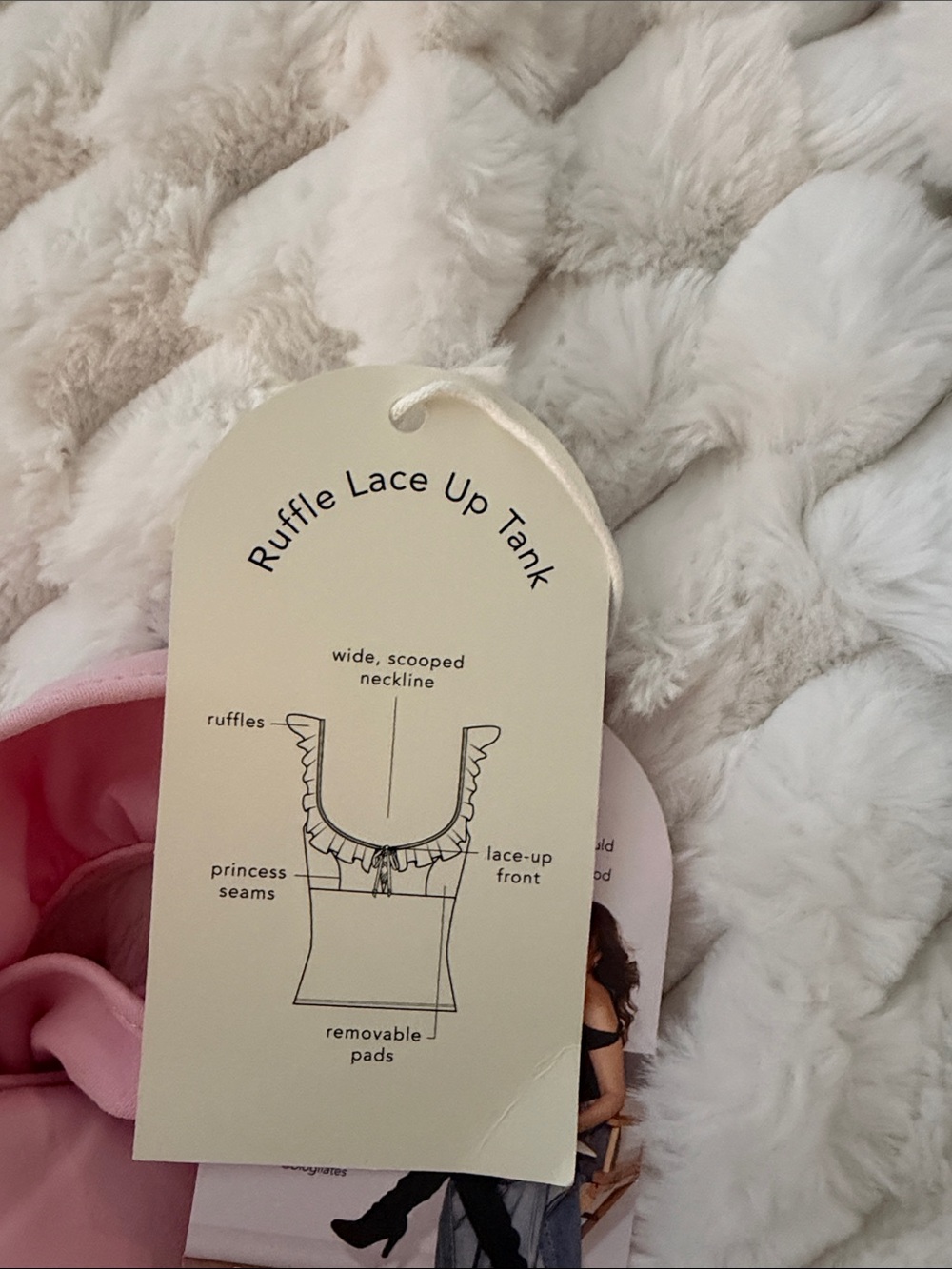 Blogilates Light Pink Ruffle Lace Up Tank - Picture 4 of 5